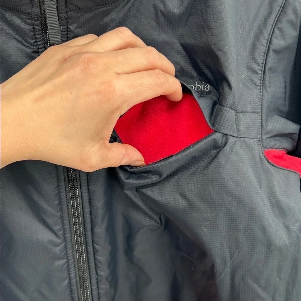 Columbia Youth Large Red Black Fleece Jacket Full Zip Outdoor L (14-16)